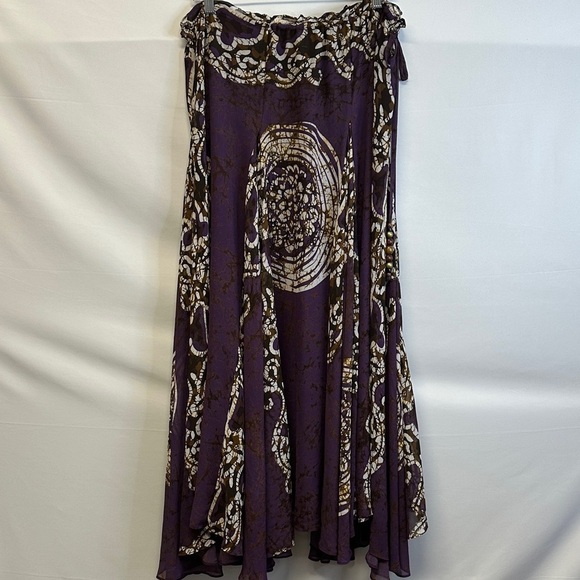 Soft Surroundings Dresses & Skirts - Soft Surroundings Pull On Full Maxi Skirt Purple Brown Geometric Print XL Fairy